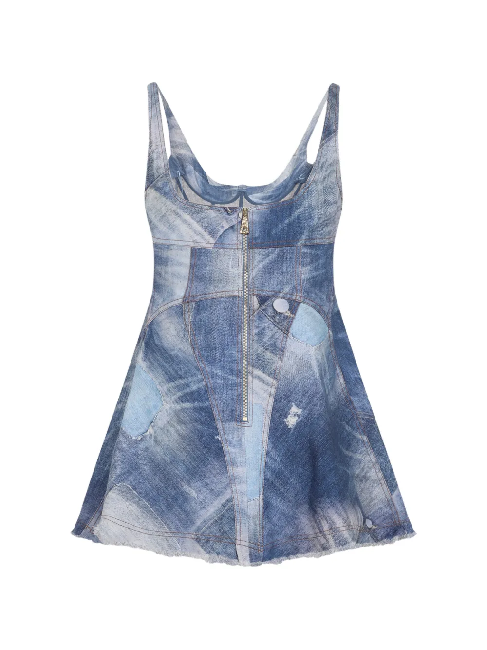 Roberto Cavalli Katoenen mini-jurk met franje Blauw