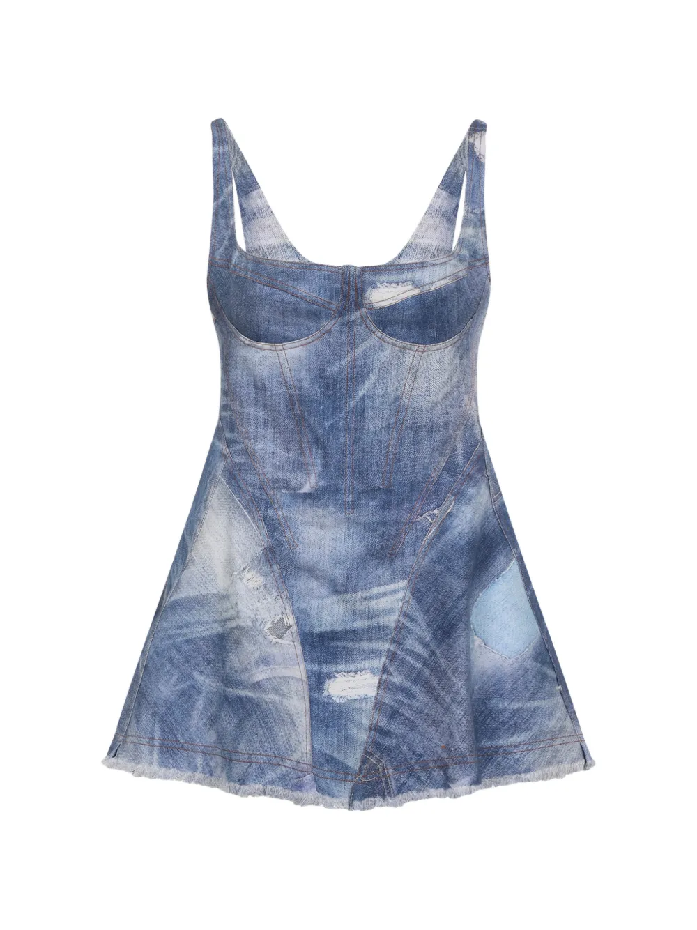 Roberto Cavalli frayed cotton mini dress - Blu