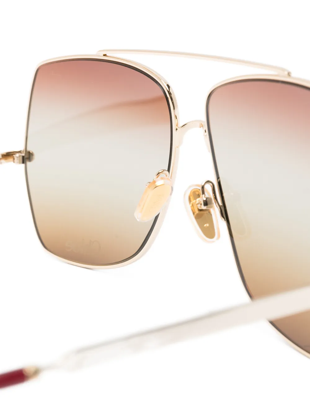  Chloé Eyewear Geometric-shape Sunglasses - Gold 