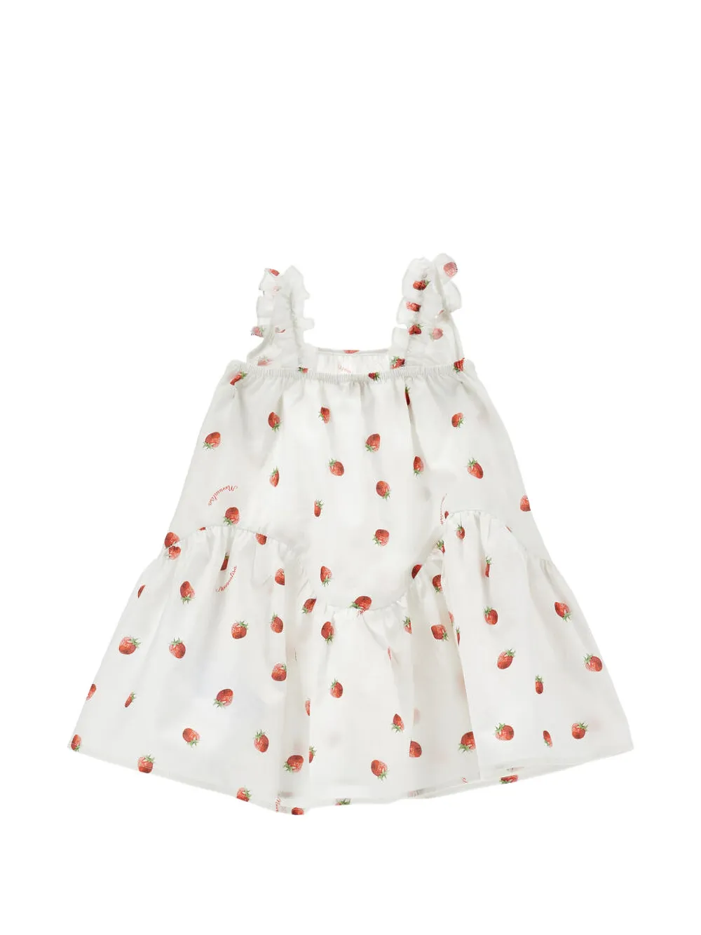 Monnalisa strawberry-print ruffle-detail dress - Bianco