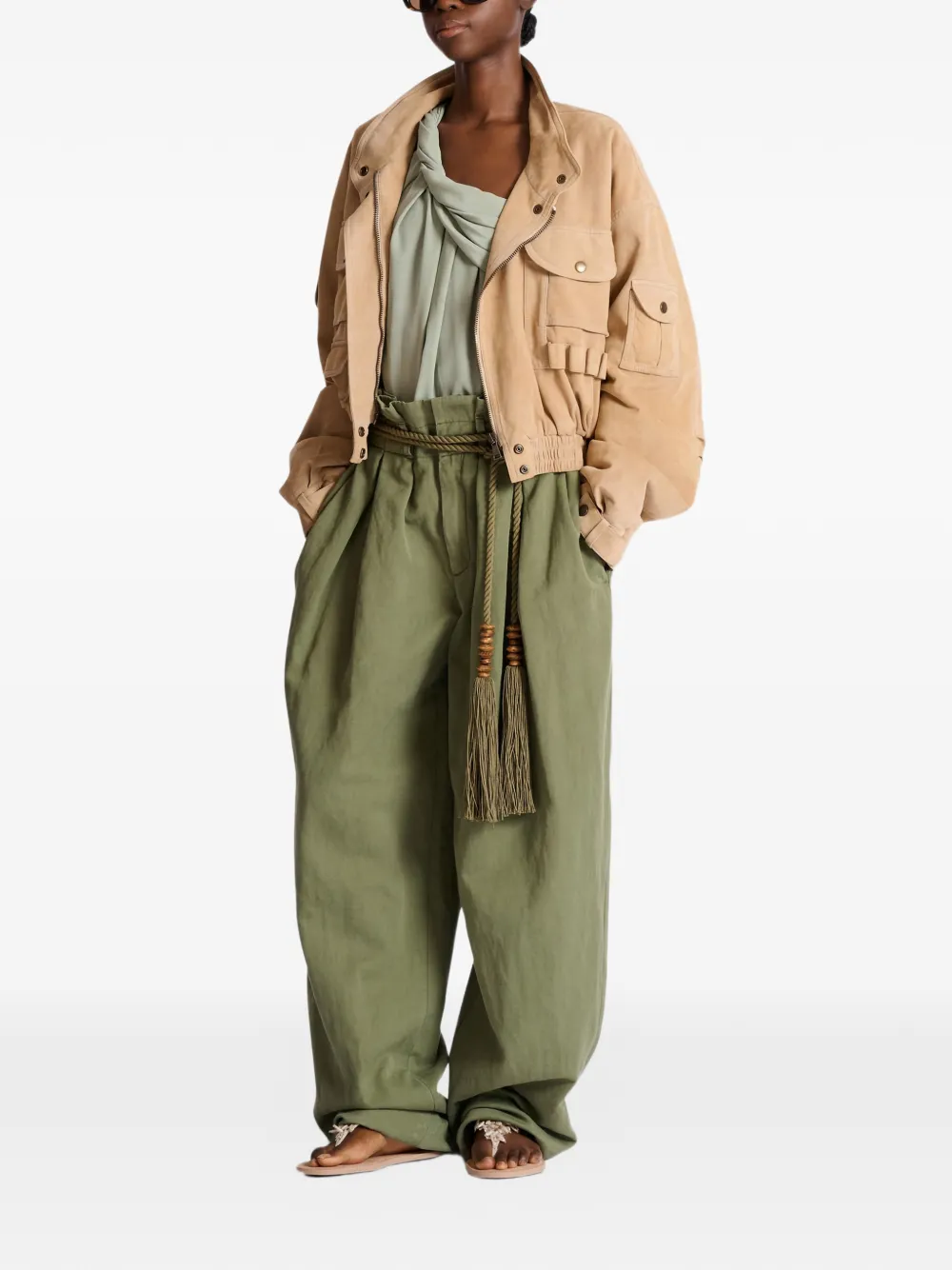 Balmain Suède bomberjack Beige