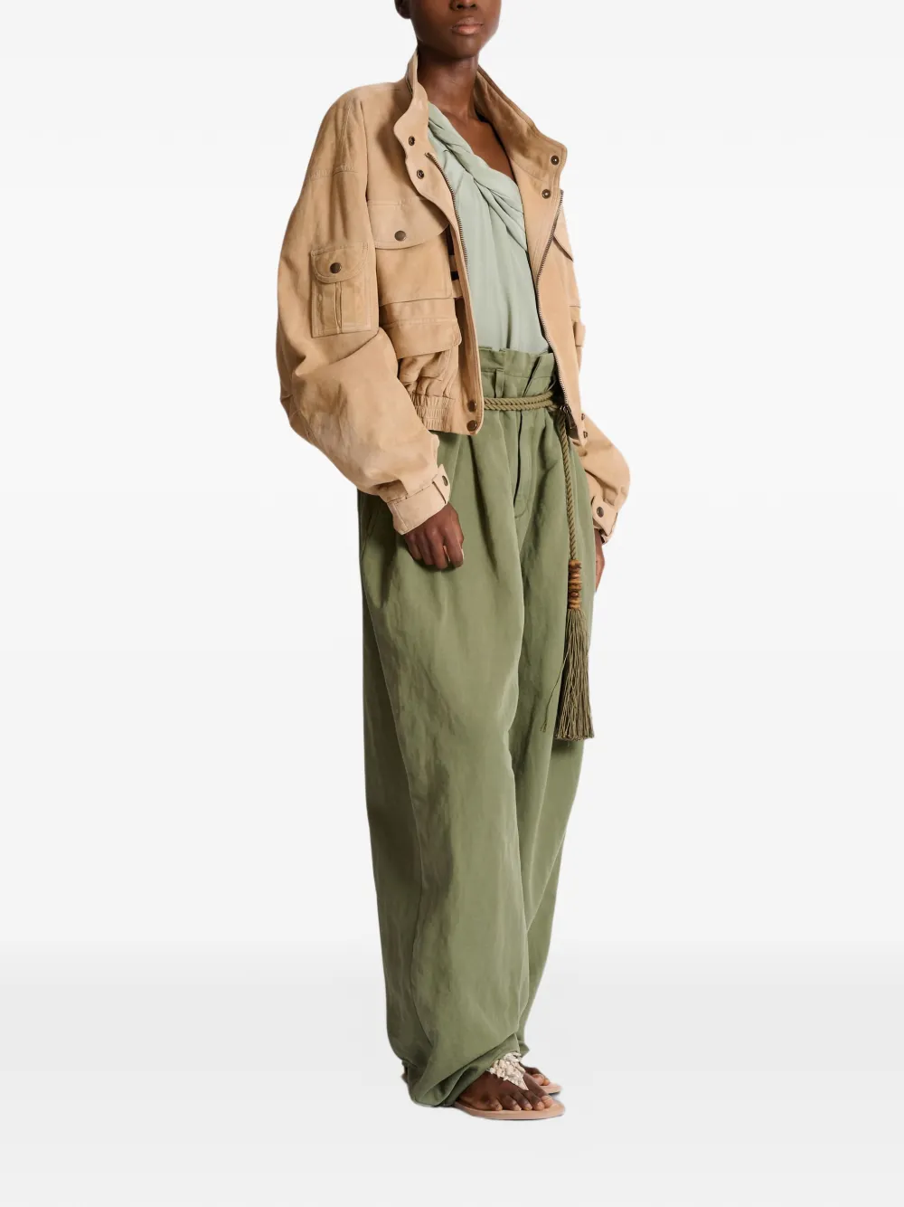 Balmain Suède bomberjack Beige