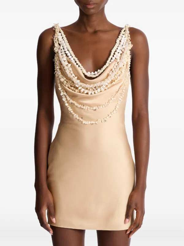 balmain beige dress shell-embellished Mini | Neutrals Mytheresa