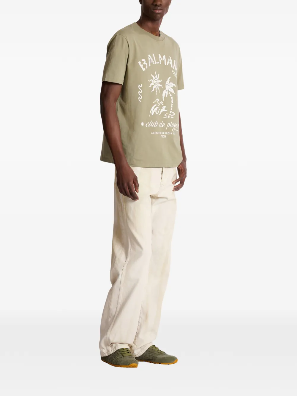 Balmain T-shirt met ronde hals Groen