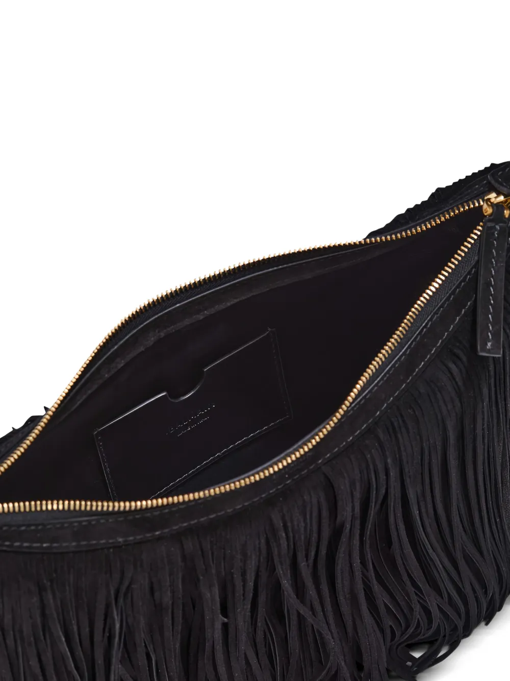 Balmain Ebene suède schoudertas met franje Zwart