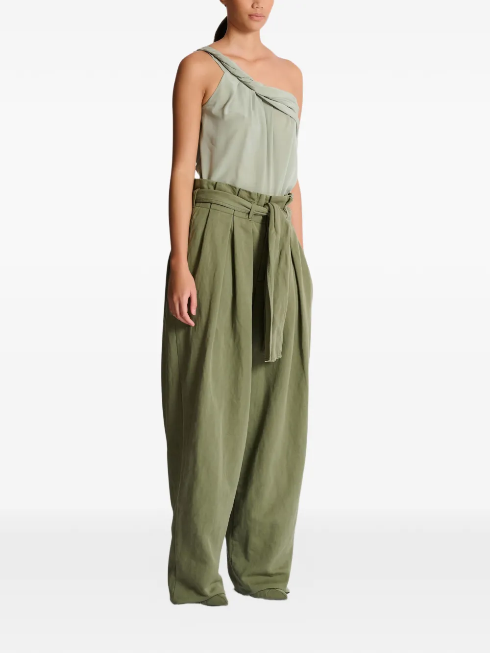  Balmain Self-tie High-waisted Trousers - Green 