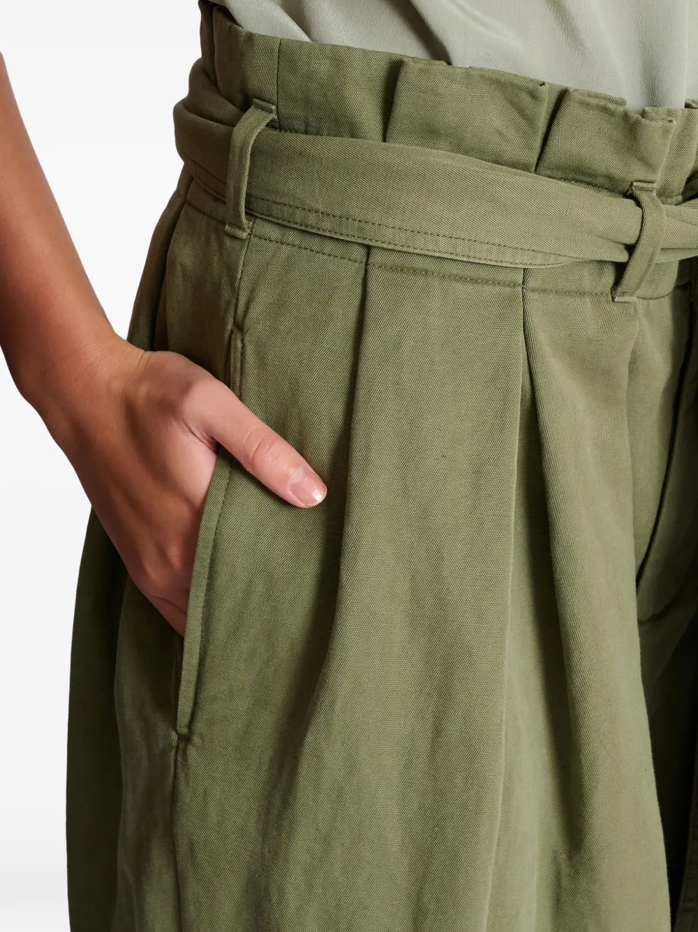self-tie high-waisted trousers