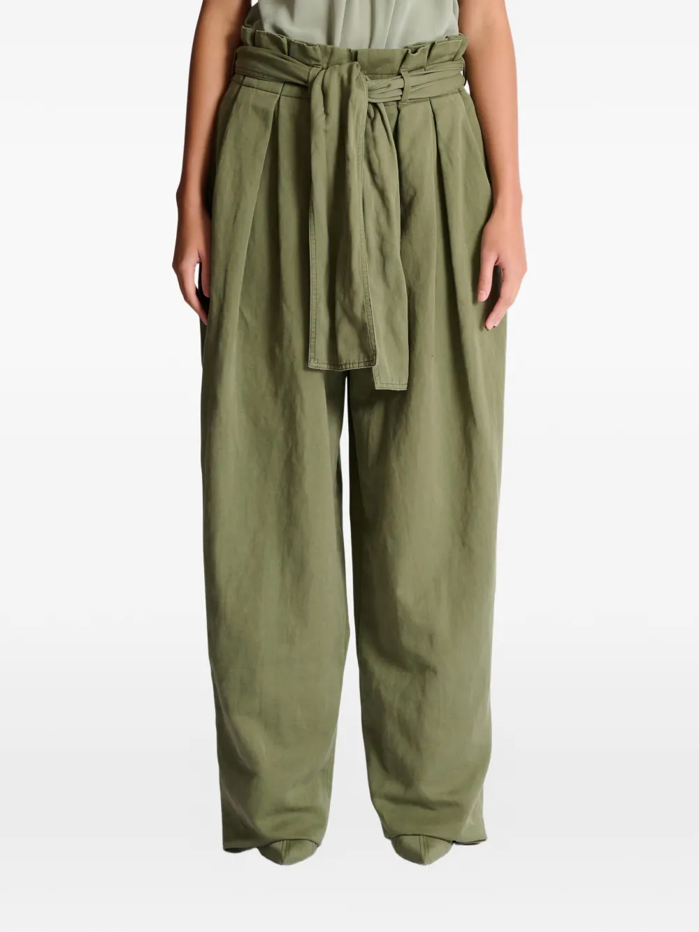 Balmain High waist broek met striksluiting Groen