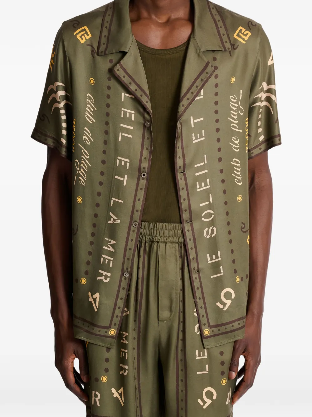 Balmain Overhemd met Club-print Groen