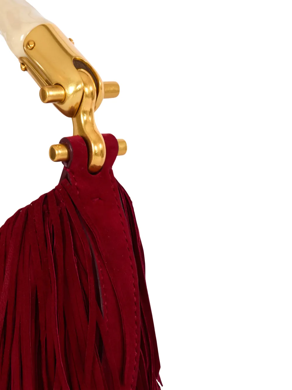 Balmain Ebene kleine leren schoudertas met franje Rood