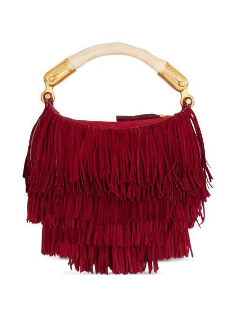 Balmain mini Ebene fringes leather shoulder bag