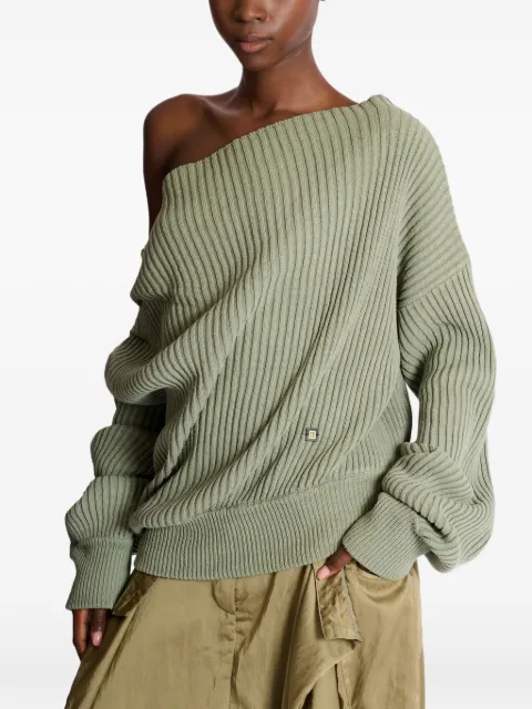 Balmain asymmetric-neck ribbed-knit sweater