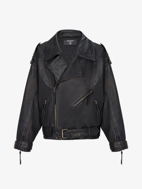Balmain lambskin leather biker jacket