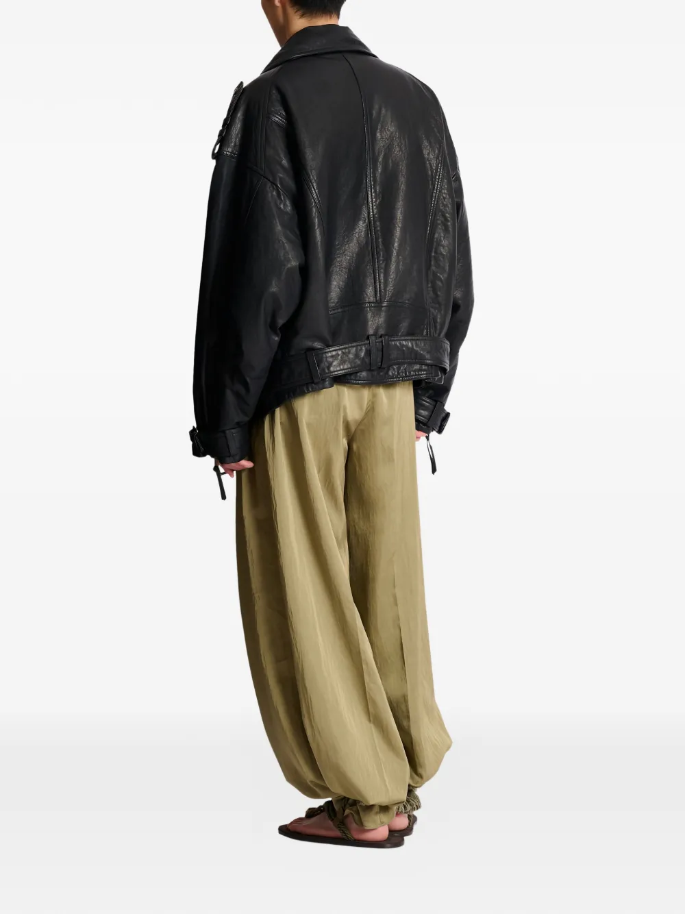 Balmain Lamsleren bikerjack Zwart