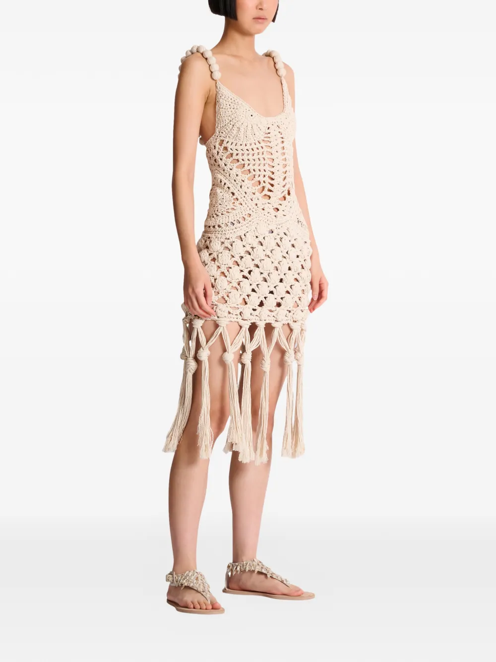  Balmain Knot-detail Mini Dress - Neutrals 
