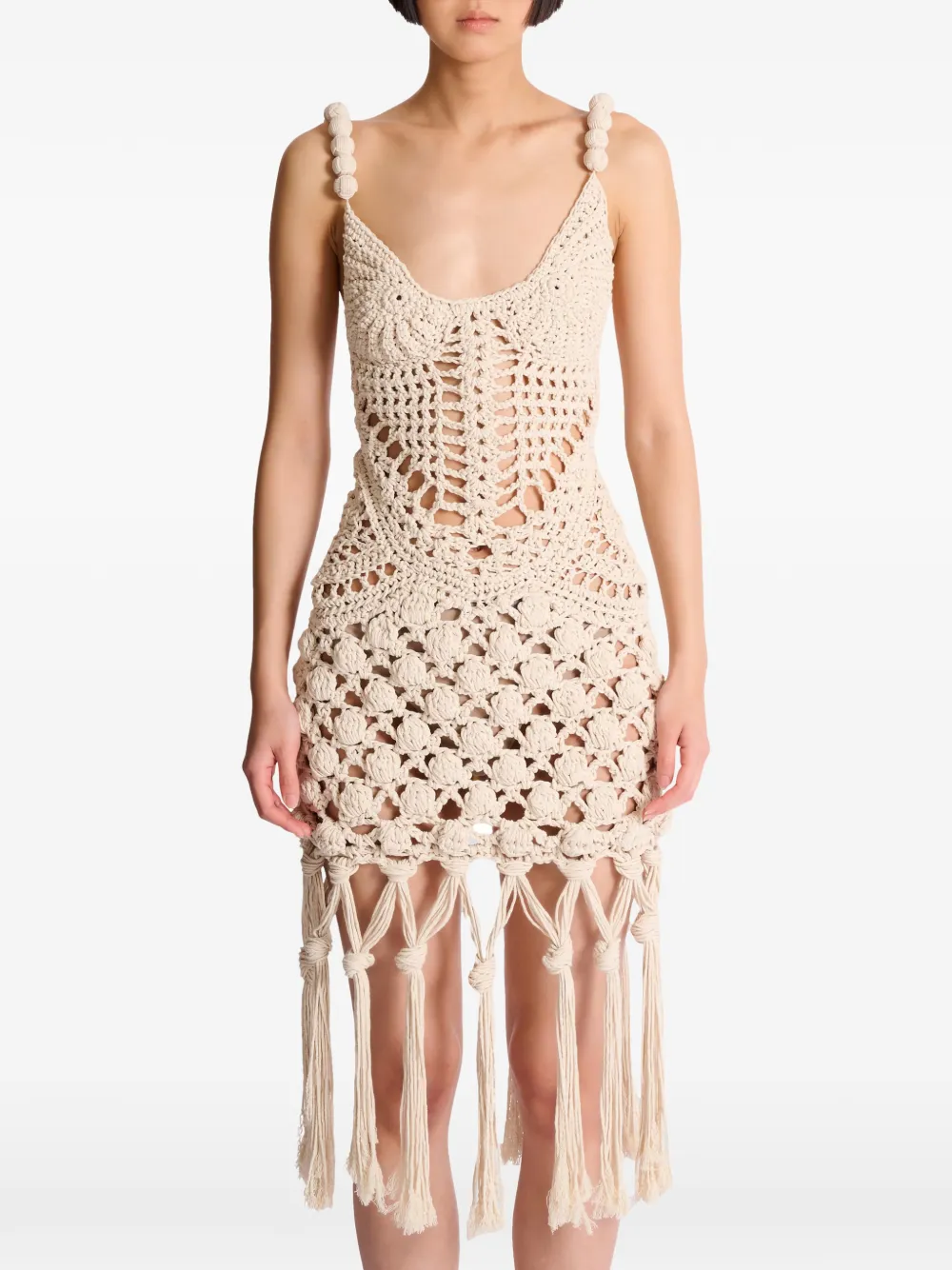 Balmain Mini-jurk met geknoopt detail Beige