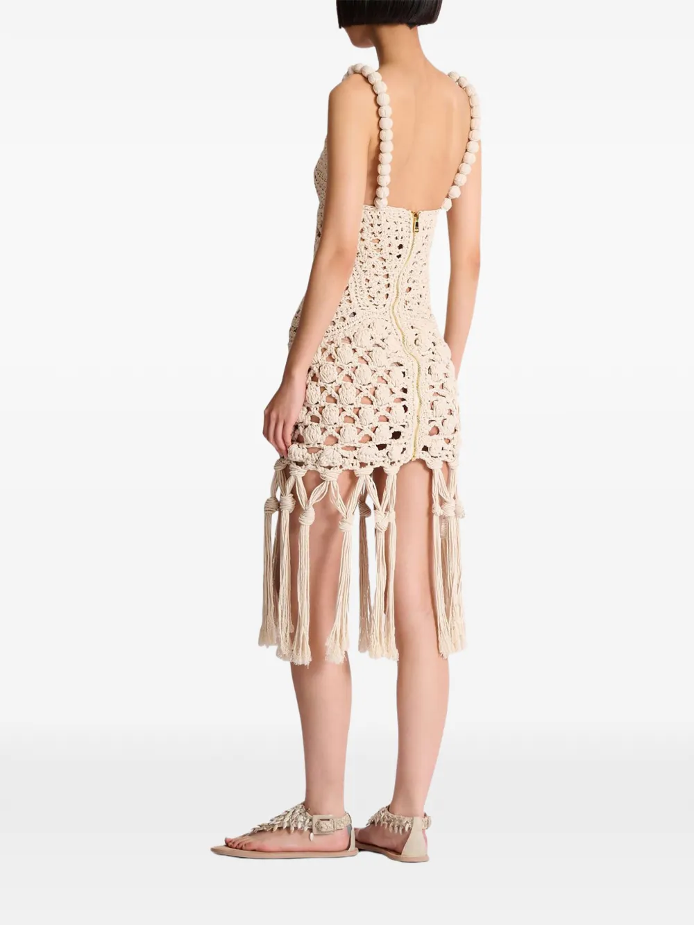 Balmain Mini-jurk met geknoopt detail Beige