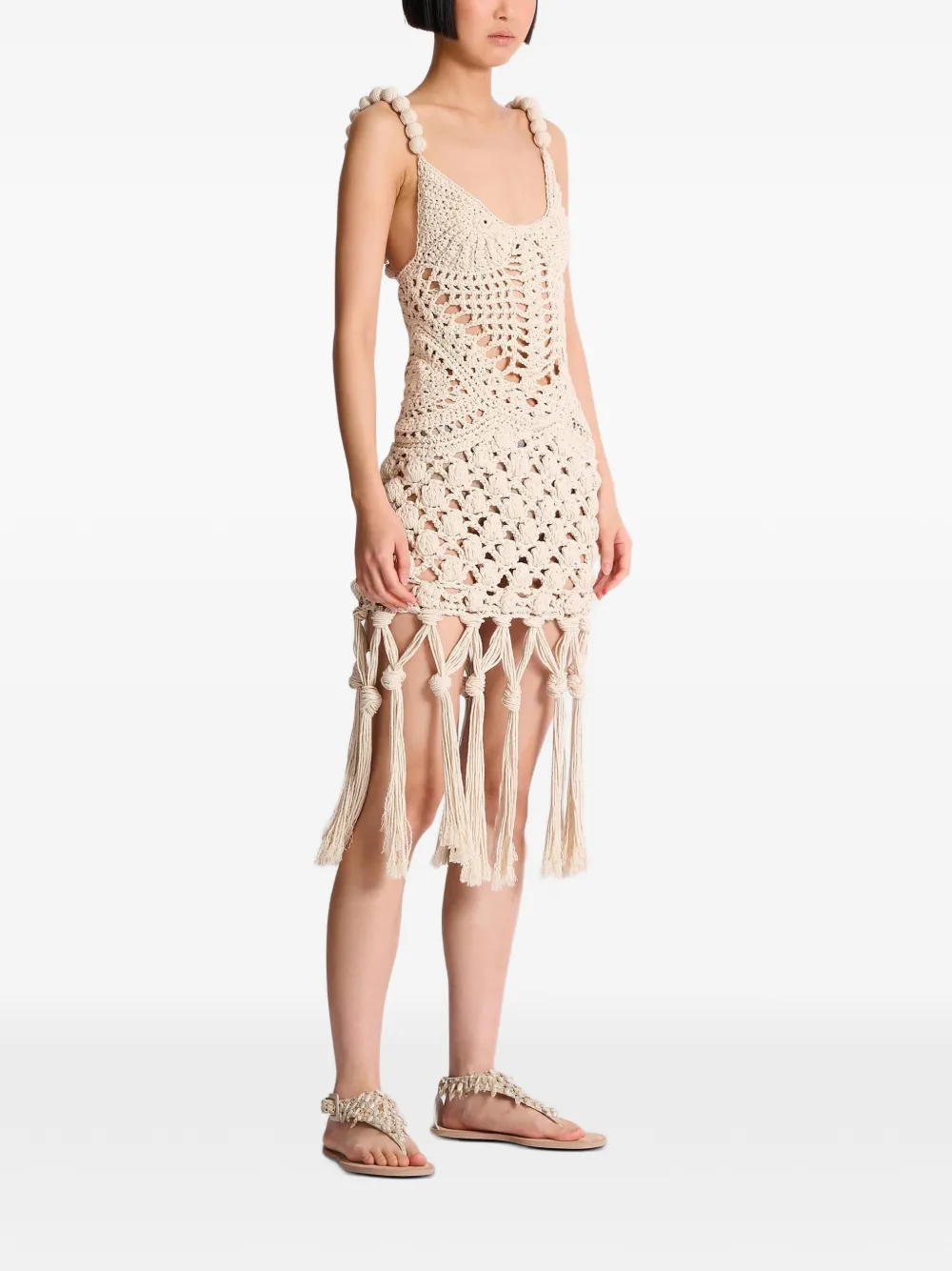Balmain Crochet Dress in Neutrals, view 3