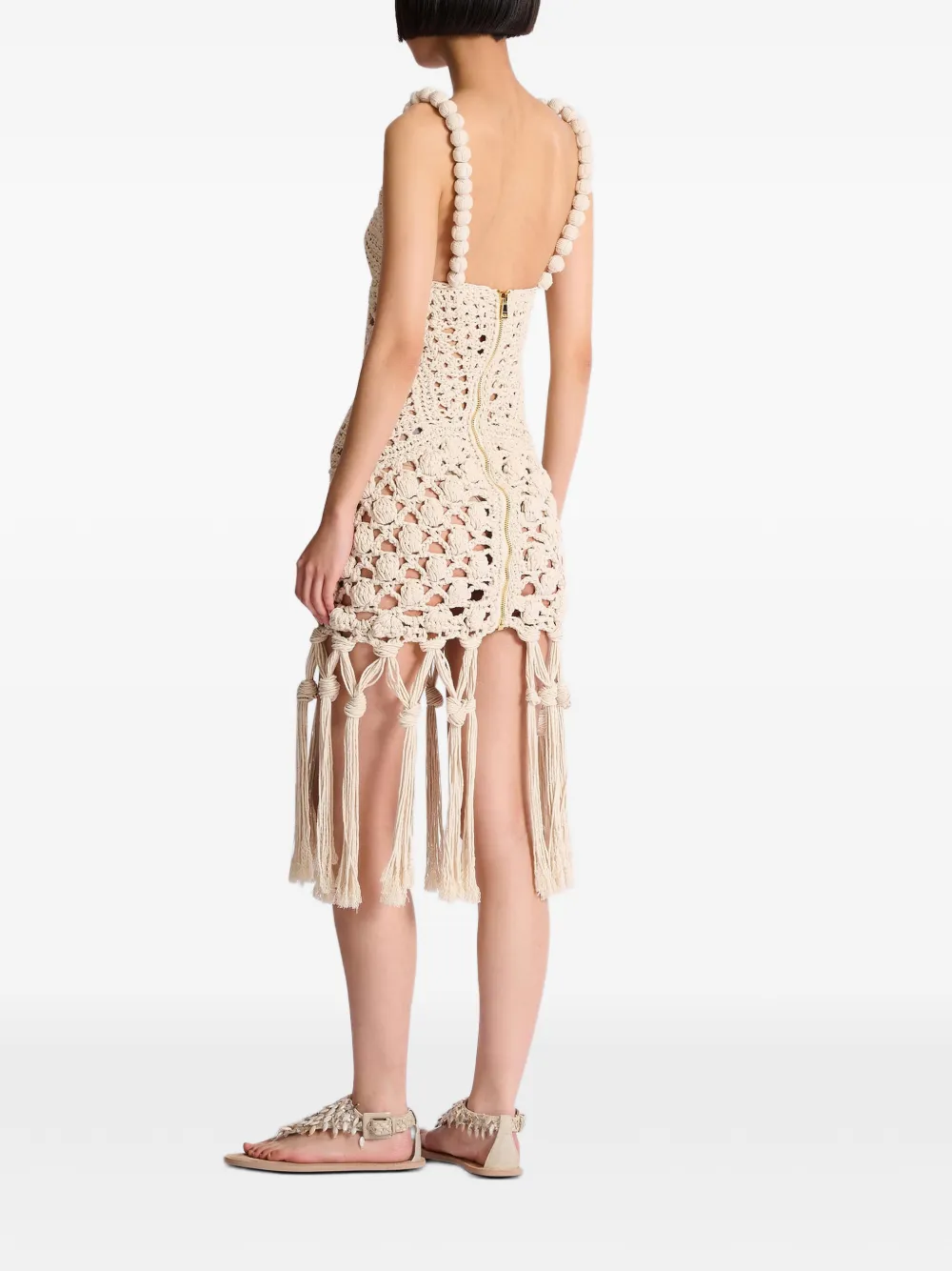 Balmain Crochet Dress in Neutrals, view 4