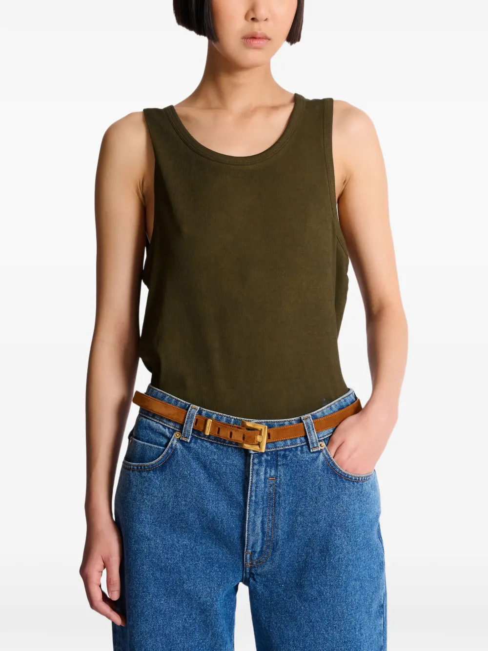 Balmain Anthem suède leren riem Groen