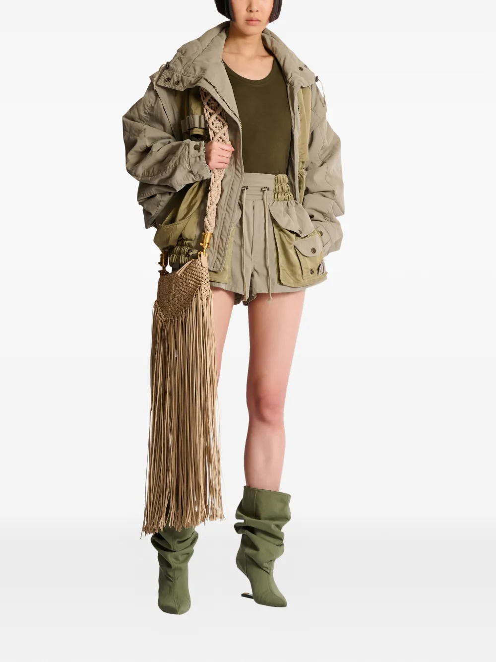  Balmain Elasticated-waist Cargo Shorts - Green 