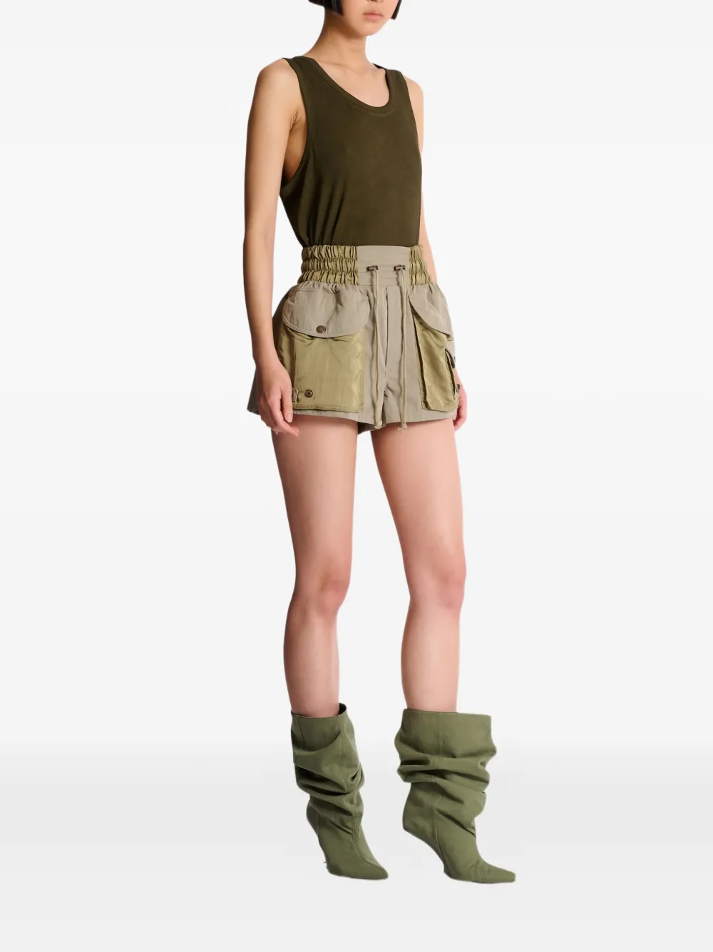  Balmain Elasticated-waist Cargo Shorts - Green 