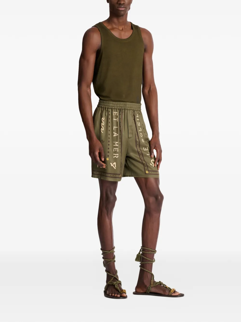  Balmain Elastic-waist Bermuda Shorts - Green 