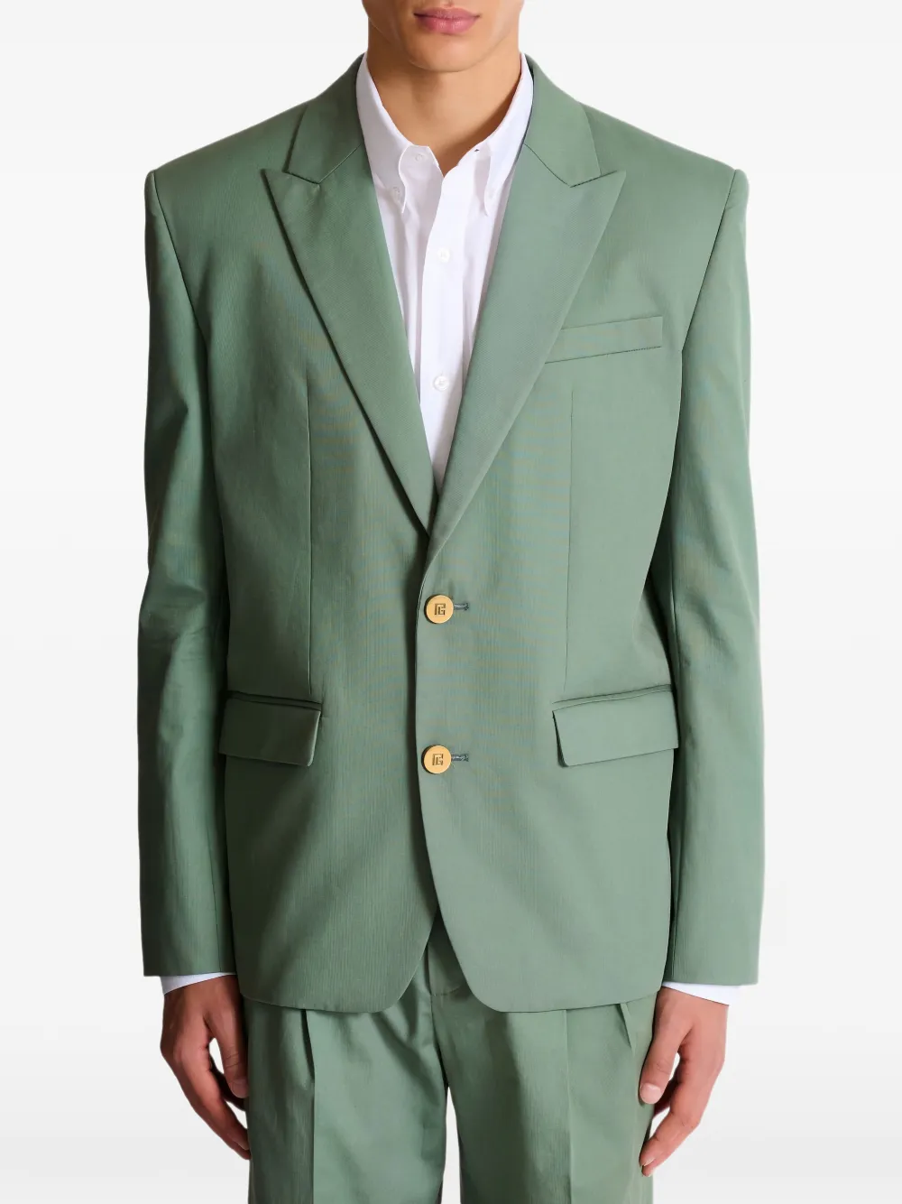 Balmain Blazer met enkele rij knopen Groen