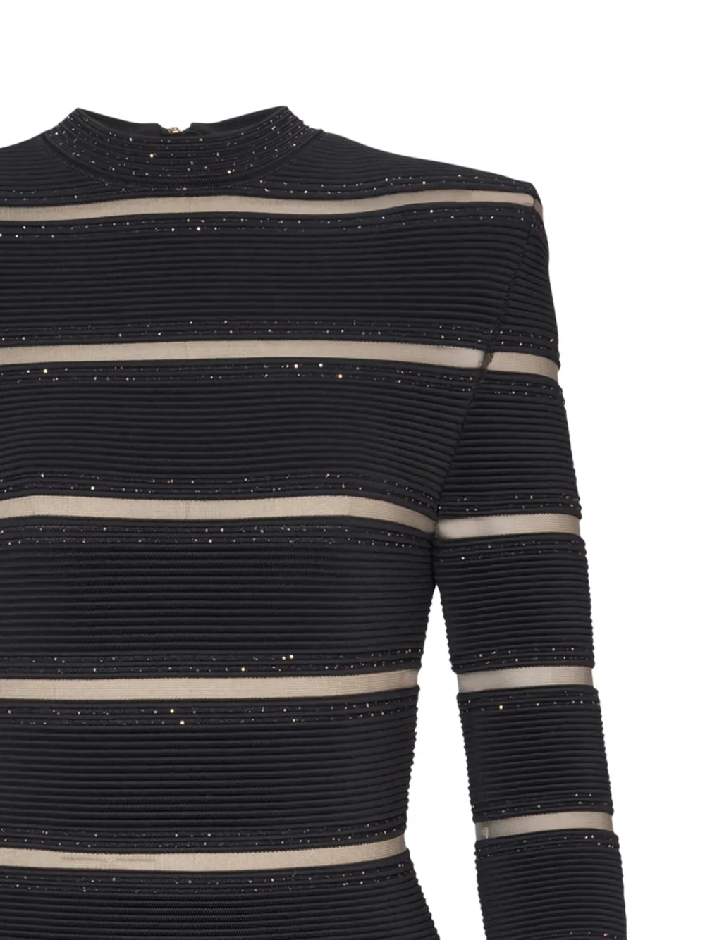 Balmain Gestreepte bodycon jurk met glitter Zwart