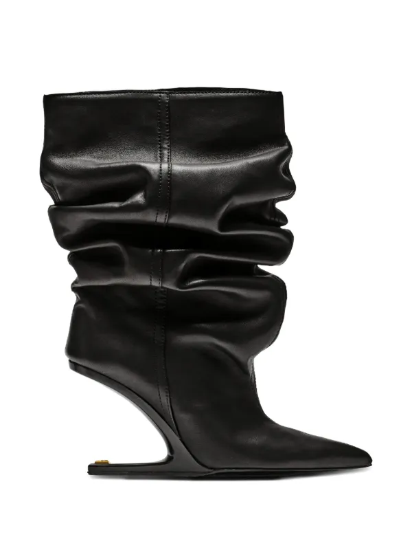 Balmain No Wedge Smooth Leather Ankle Boots in Black