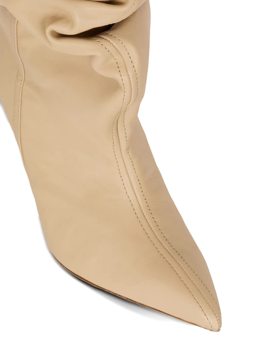 Balmain Leren enkellaarzen met ruches Beige