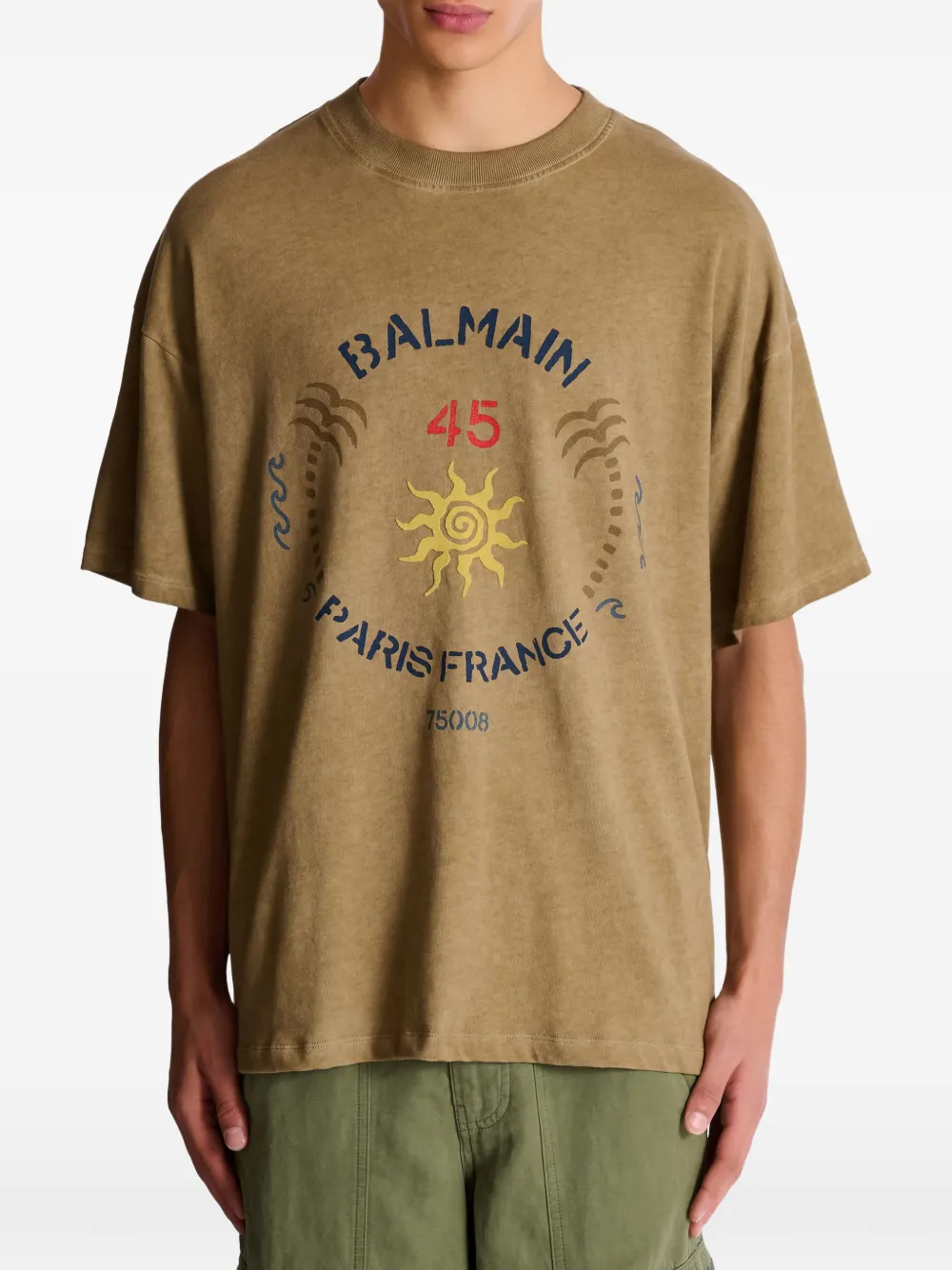 Balmain T-shirt met ronde hals Beige