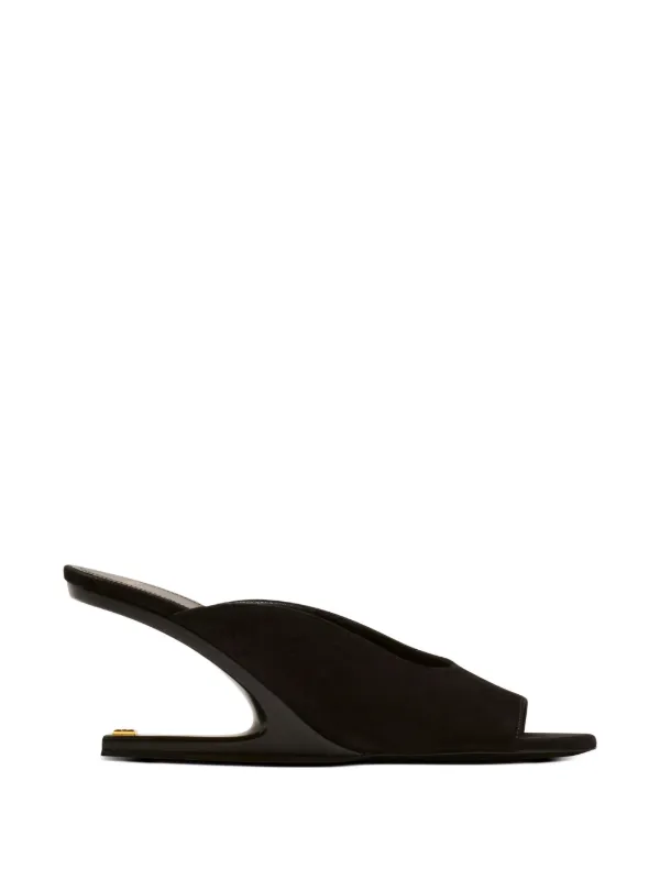 Balmain Open-toe Suede Mule Sandals in Black