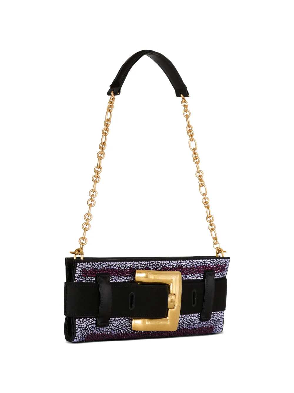Balmain Anthem satijnen clutch met kristallen Paars