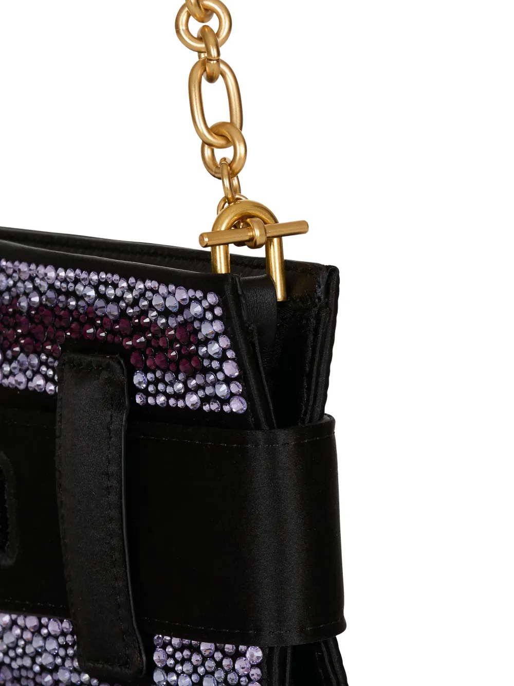 Balmain Anthem satijnen clutch met kristallen Paars