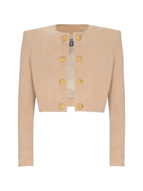 Balmain veste crop boutonnée en cuir