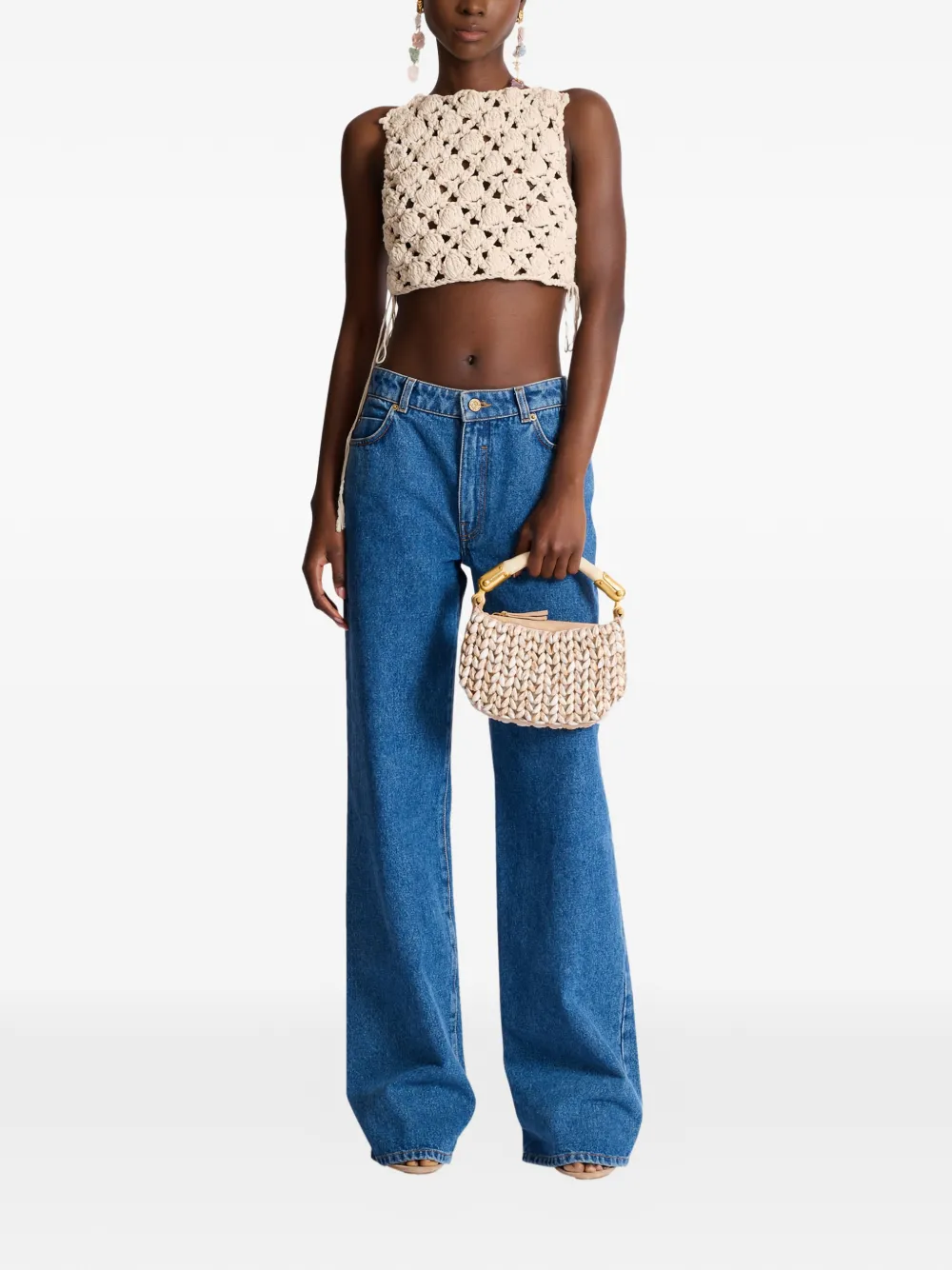  Balmain Tie-detail Top - Neutrals 