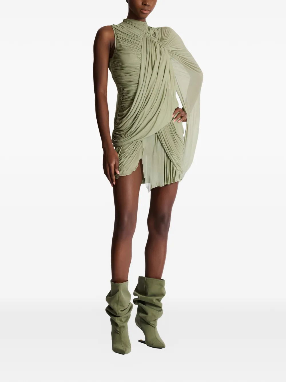 Balmain Gedrapeerde jurk Groen
