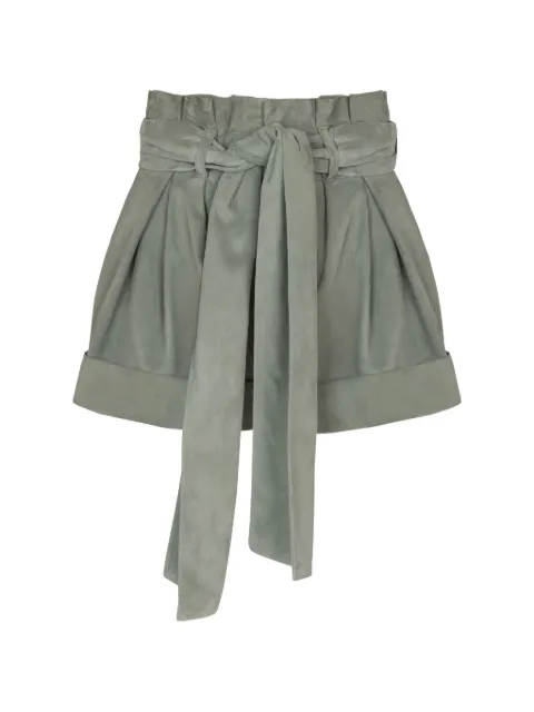 Balmain self-tie leather shorts