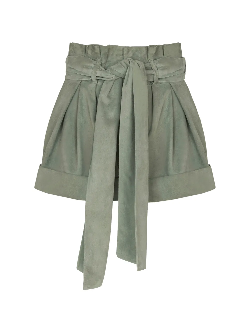 Balmain Leren shorts met strik Groen