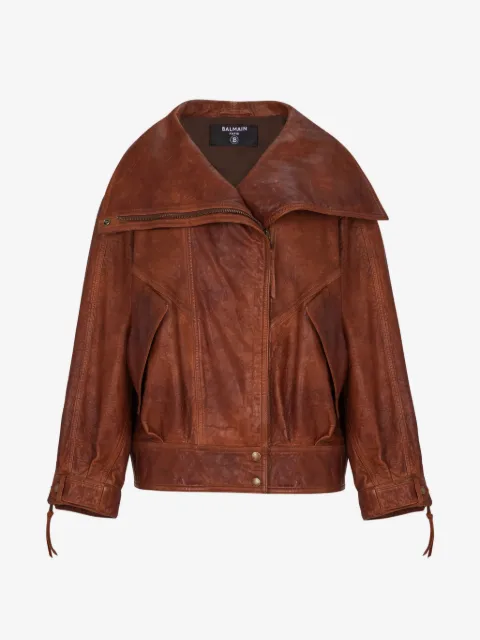 Balmain zip lambskin bomber jacket