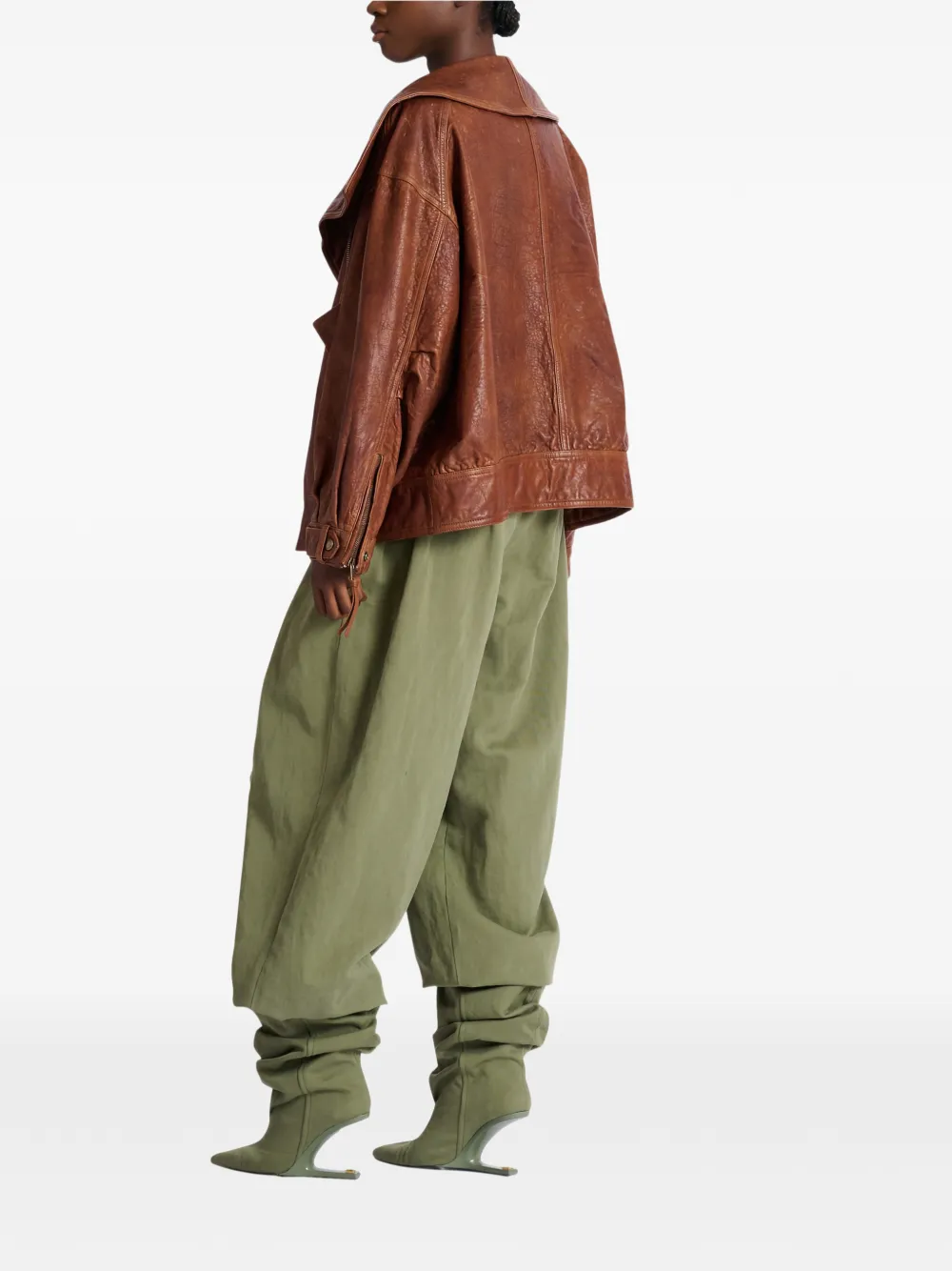 Balmain Lamsleren bomberjack met rits Bruin