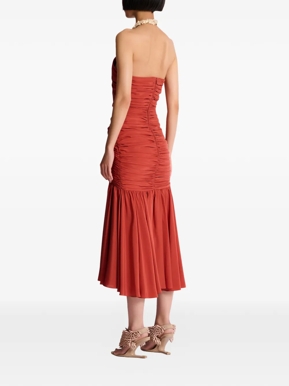 Balmain Midi-jurk met halternek Rood