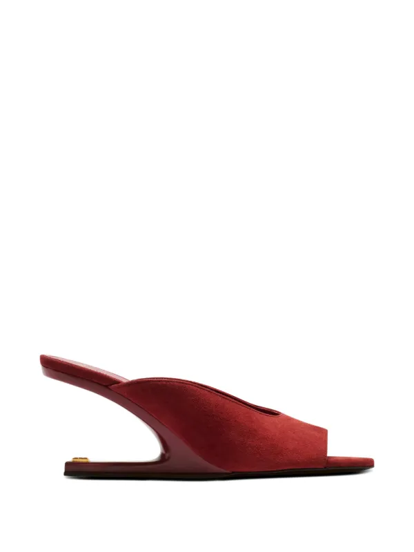 Balmain Suede Mule Sandals in Red