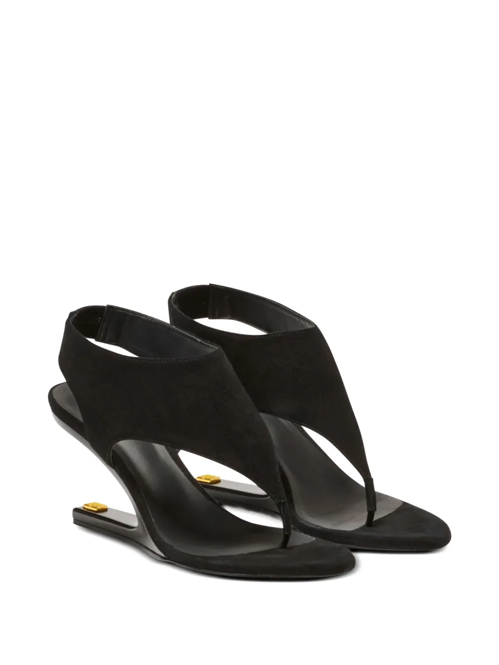 Balmain Suède sandalen met sleehak Zwart