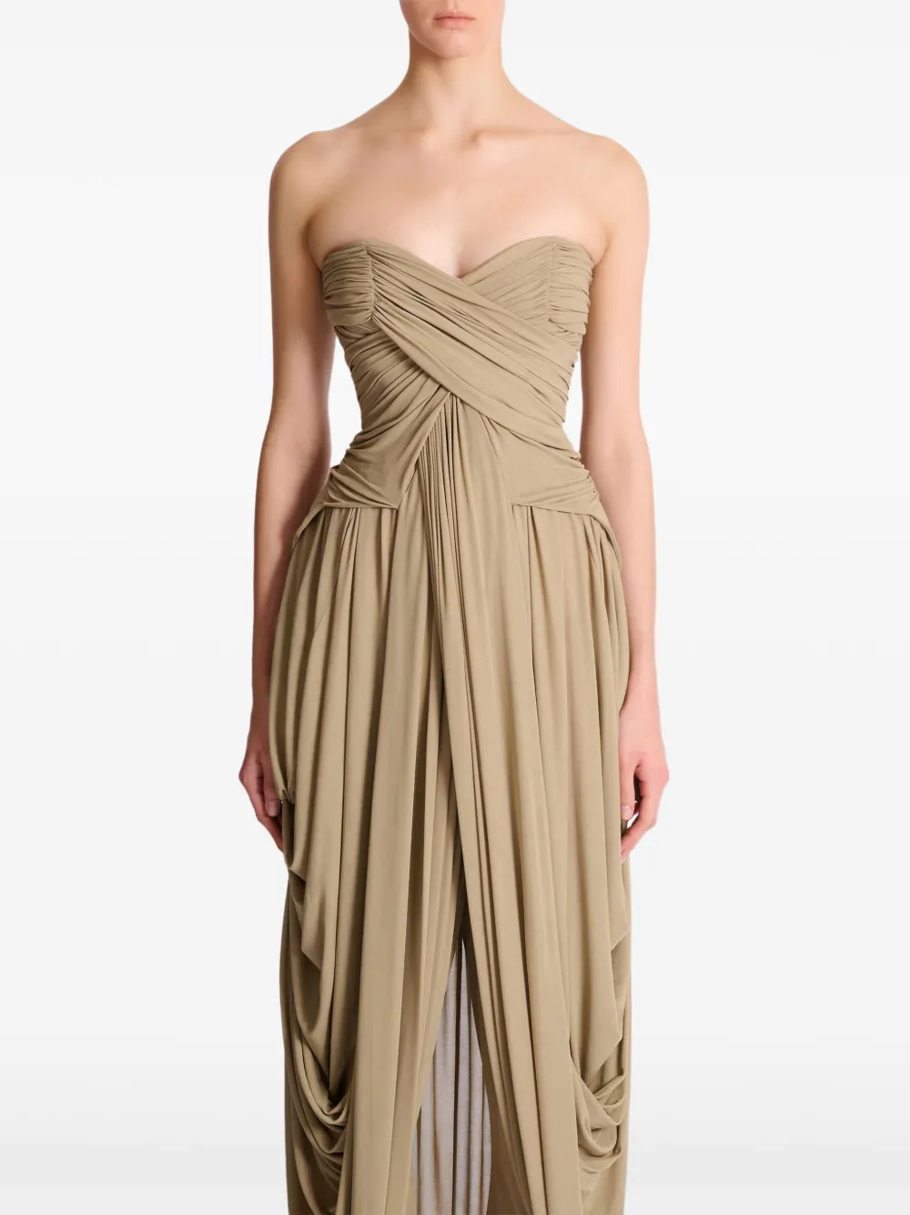 Balmain Strapless jumpsuit Beige