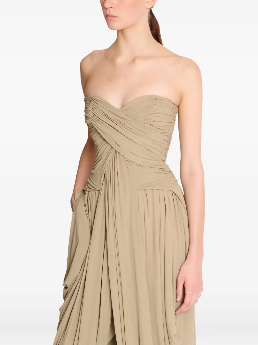 Balmain Strapless jumpsuit Beige
