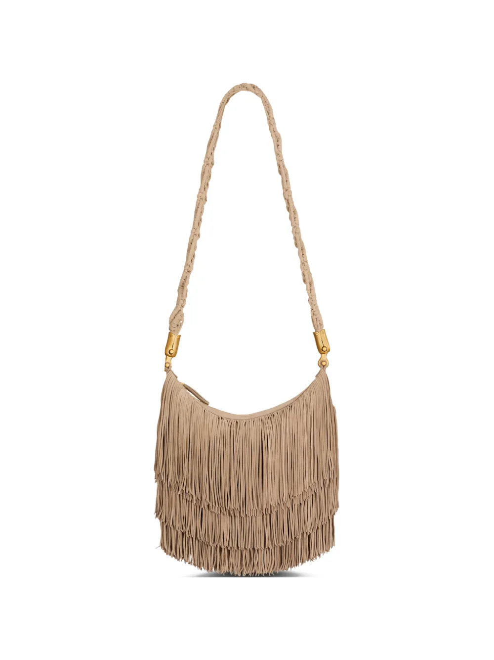 Balmain Ebene fringed calfskin shoulder bag - Neutrals