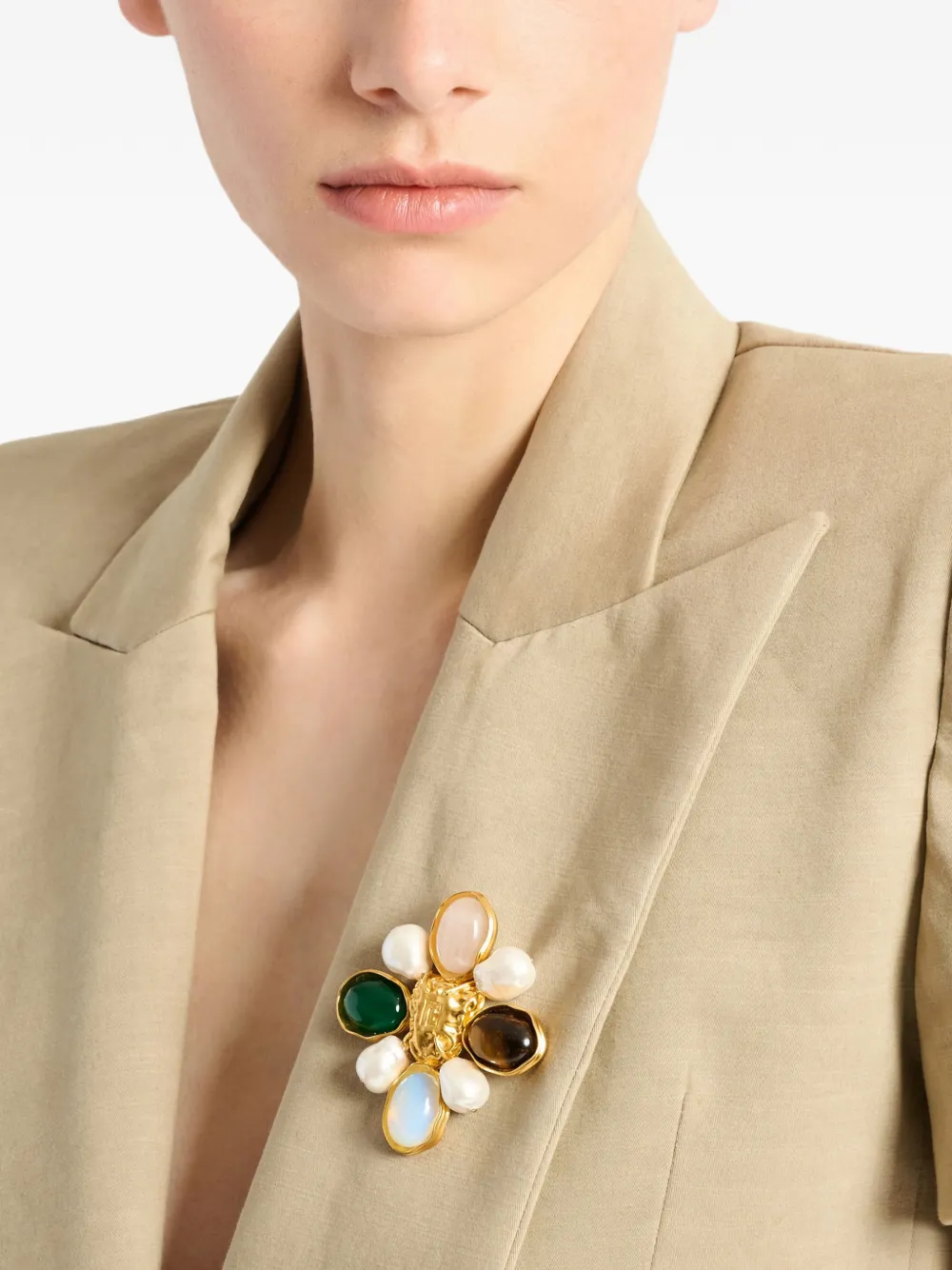  Balmain Baroque Geometric Shape Brooch - Gold 