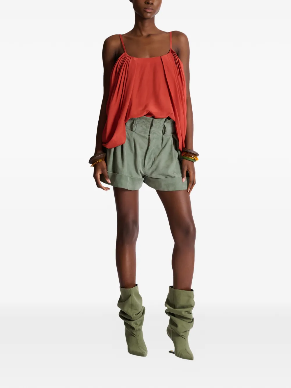 Balmain Draped Blouse - Red 